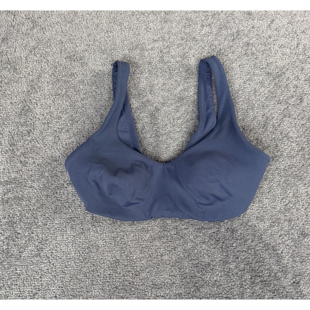 All in Motion Navy Blue Scoop Neck Sports Bra Wide Straps Mesh Lining Size L